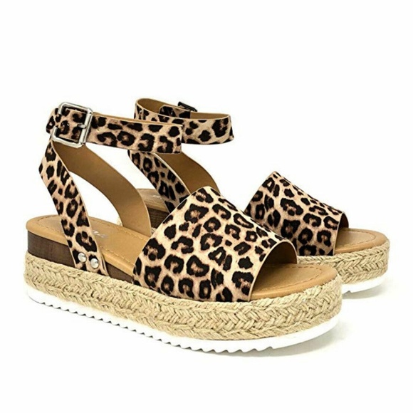 Soda Shoes - SODA Topic Flatform Sandals Espadrille Oat Cheetah